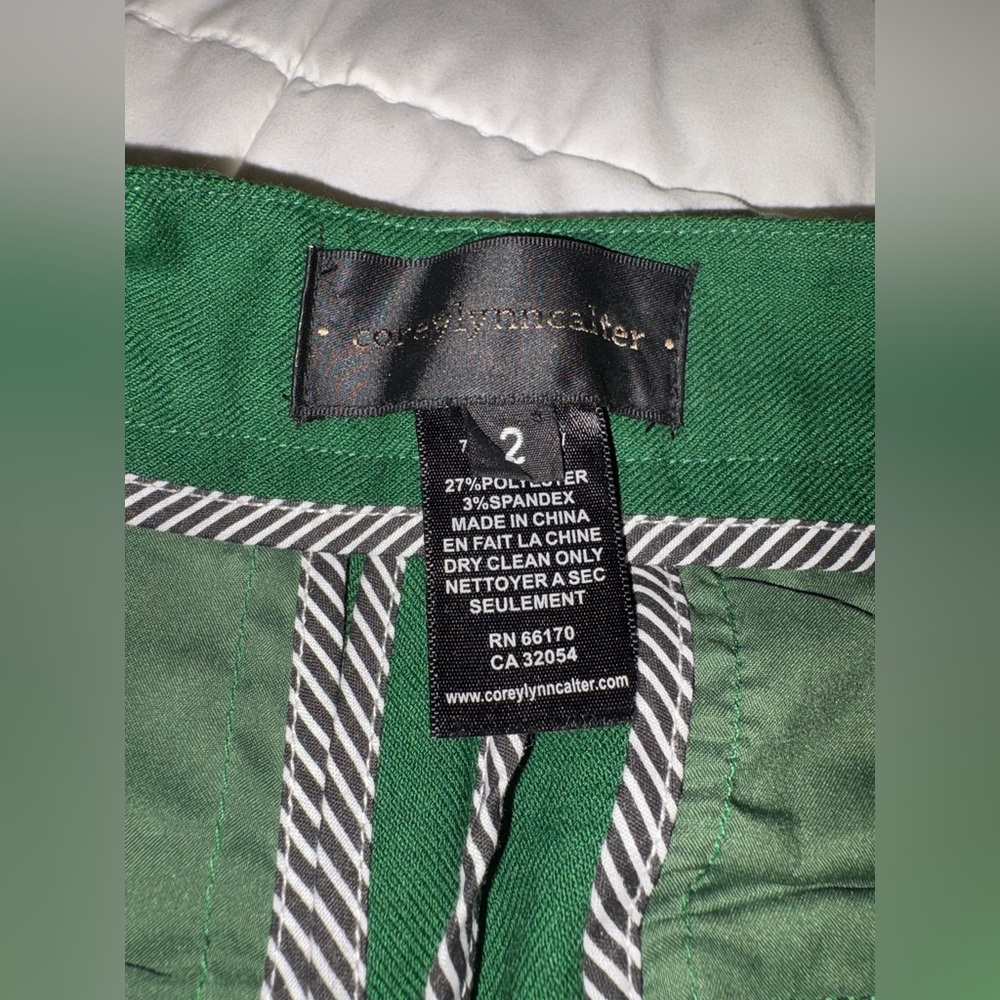 Anthropologie Corey Lynn Calter Green Wide-Leg flare trousers Pants - Picture 3 of 3